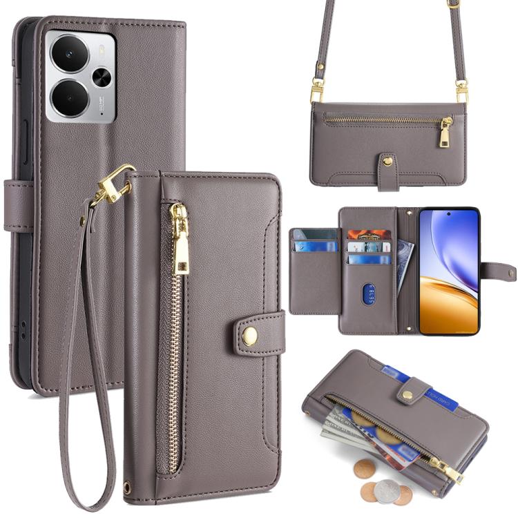 拉鏈錢夾綿羊紋多功能手機皮套 含長肩帶繩+短腕帶繩, For Realme C85 5G, For Realme 15T 5G Global, For Realme C71 4G, For Realme GT 7 5G Global, For Realme 14 5G Global, For Realme P3 Ultra 5G, For Realme 14 Pro+ 5G, For Realme 14 Pro 5G Global