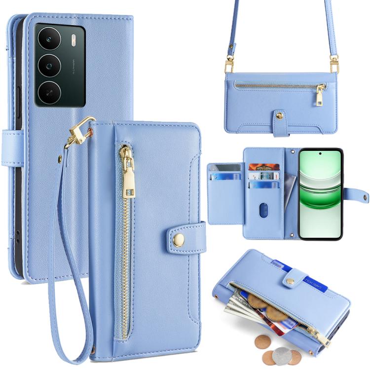 拉鏈錢夾綿羊紋多功能手機皮套 含長肩帶繩+短腕帶繩, For Realme C85 5G, For Realme 15T 5G Global, For Realme C71 4G, For Realme GT 7 5G Global, For Realme 14 5G Global, For Realme P3 Ultra 5G, For Realme 14 Pro+ 5G, For Realme 14 Pro 5G Global