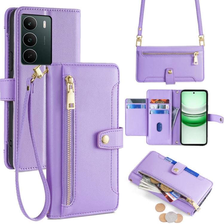 拉鏈錢夾綿羊紋多功能手機皮套 含長肩帶繩+短腕帶繩, For Realme C85 5G, For Realme 15T 5G Global, For Realme C71 4G, For Realme GT 7 5G Global, For Realme 14 5G Global, For Realme P3 Ultra 5G, For Realme 14 Pro+ 5G, For Realme 14 Pro 5G Global