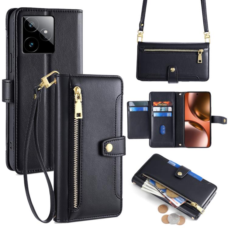 拉鏈錢夾綿羊紋多功能手機皮套 含長肩帶繩+短腕帶繩, For Realme C85 5G, For Realme 15T 5G Global, For Realme C71 4G, For Realme GT 7 5G Global, For Realme 14 5G Global, For Realme P3 Ultra 5G, For Realme 14 Pro+ 5G, For Realme 14 Pro 5G Global