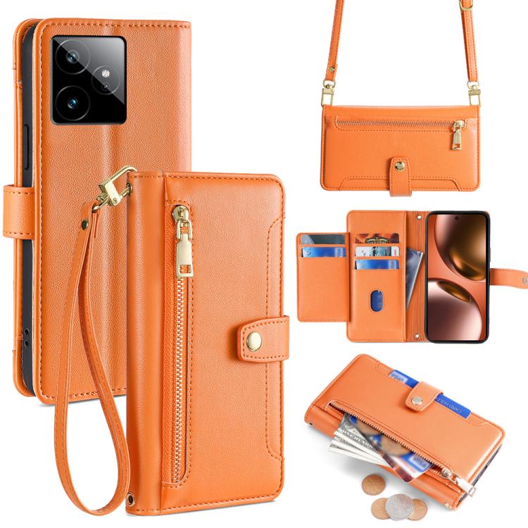 拉鏈錢夾綿羊紋多功能手機皮套 含長肩帶繩+短腕帶繩, For Realme C85 5G, For Realme 15T 5G Global, For Realme C71 4G, For Realme GT 7 5G Global, For Realme 14 5G Global, For Realme P3 Ultra 5G, For Realme 14 Pro+ 5G, For Realme 14 Pro 5G Global