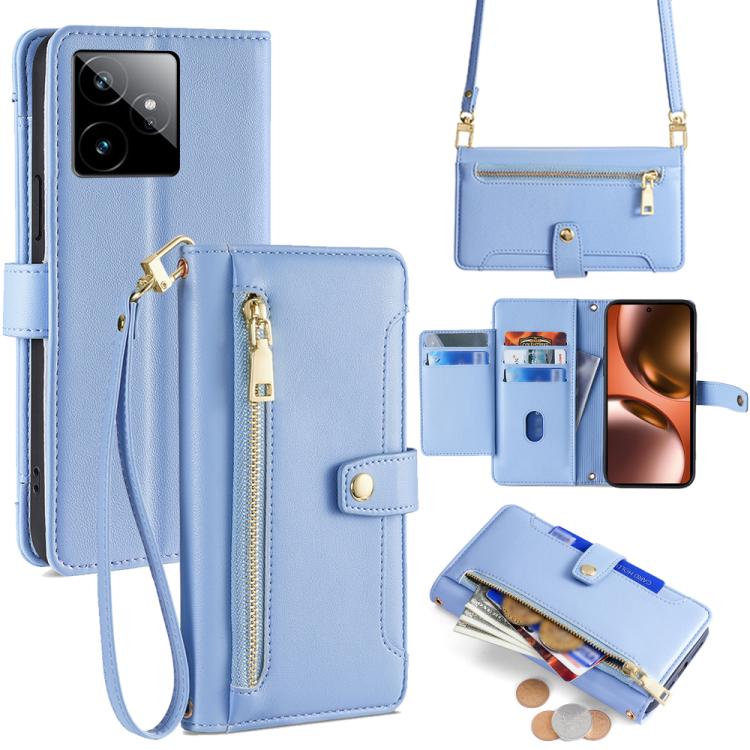 拉鏈錢夾綿羊紋多功能手機皮套 含長肩帶繩+短腕帶繩, For Realme C85 5G, For Realme 15T 5G Global, For Realme C71 4G, For Realme GT 7 5G Global, For Realme 14 5G Global, For Realme P3 Ultra 5G, For Realme 14 Pro+ 5G, For Realme 14 Pro 5G Global