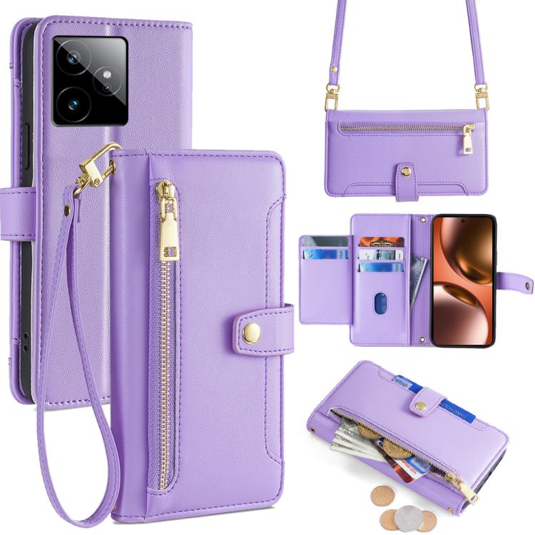 拉鏈錢夾綿羊紋多功能手機皮套 含長肩帶繩+短腕帶繩, For Realme C85 5G, For Realme 15T 5G Global, For Realme C71 4G, For Realme GT 7 5G Global, For Realme 14 5G Global, For Realme P3 Ultra 5G, For Realme 14 Pro+ 5G, For Realme 14 Pro 5G Global