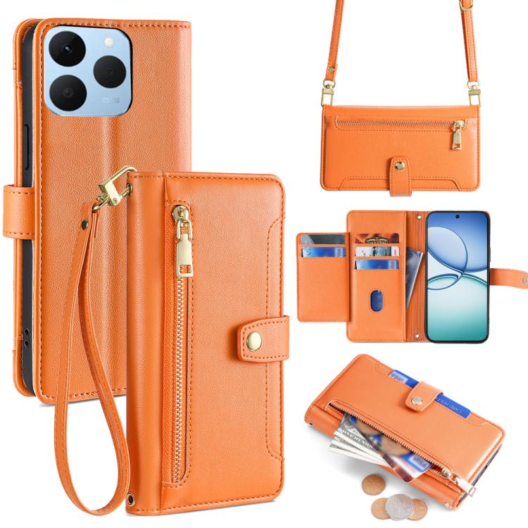 拉鏈錢夾綿羊紋多功能手機皮套 含長肩帶繩+短腕帶繩, For Realme C85 5G, For Realme 15T 5G Global, For Realme C71 4G, For Realme GT 7 5G Global, For Realme 14 5G Global, For Realme P3 Ultra 5G, For Realme 14 Pro+ 5G, For Realme 14 Pro 5G Global