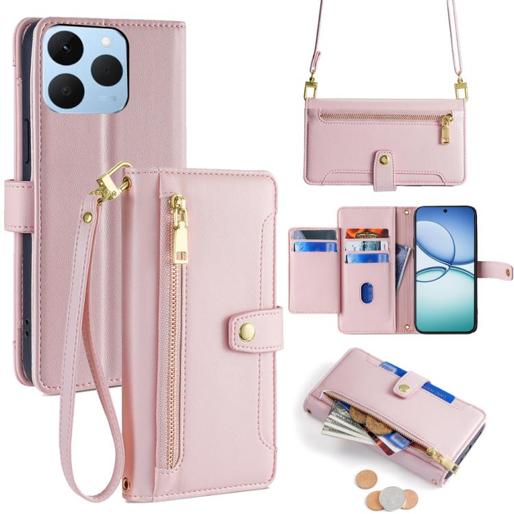 拉鏈錢夾綿羊紋多功能手機皮套 含長肩帶繩+短腕帶繩, For Realme C85 5G, For Realme 15T 5G Global, For Realme C71 4G, For Realme GT 7 5G Global, For Realme 14 5G Global, For Realme P3 Ultra 5G, For Realme 14 Pro+ 5G, For Realme 14 Pro 5G Global