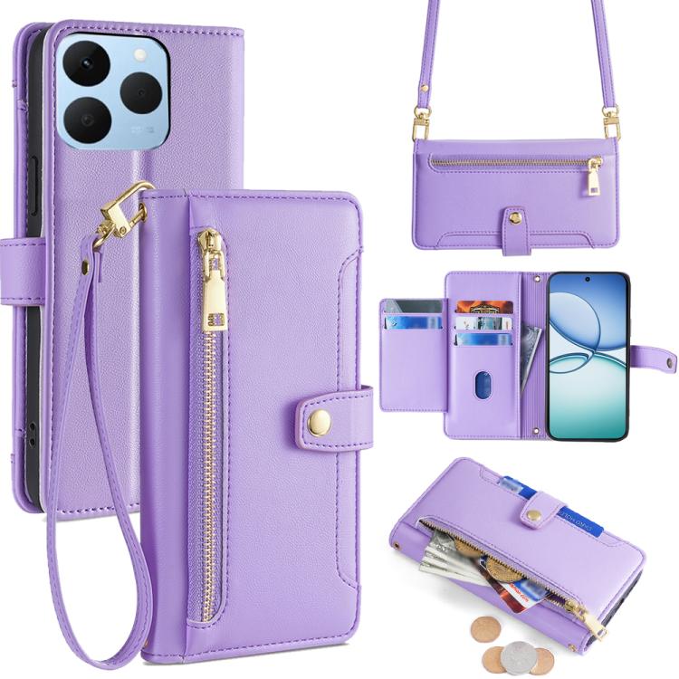 拉鏈錢夾綿羊紋多功能手機皮套 含長肩帶繩+短腕帶繩, For Realme C85 5G, For Realme 15T 5G Global, For Realme C71 4G, For Realme GT 7 5G Global, For Realme 14 5G Global, For Realme P3 Ultra 5G, For Realme 14 Pro+ 5G, For Realme 14 Pro 5G Global