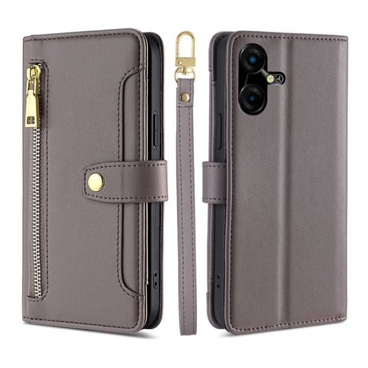 拉鏈錢夾綿羊紋多功能手機皮套 含長肩帶繩+短腕帶繩, For Tecno Spark 30 4G, For Tecno Pova 6 Neo 5G, For Tecno Camon 30 Premier 5G, For Tecno Camon 30 Pro 5G, For Tecno Camon 30, For Tecno Pova 5 Pro, For Tecno Pova Neo 3, For Tecno Camon 20 Premier 5G