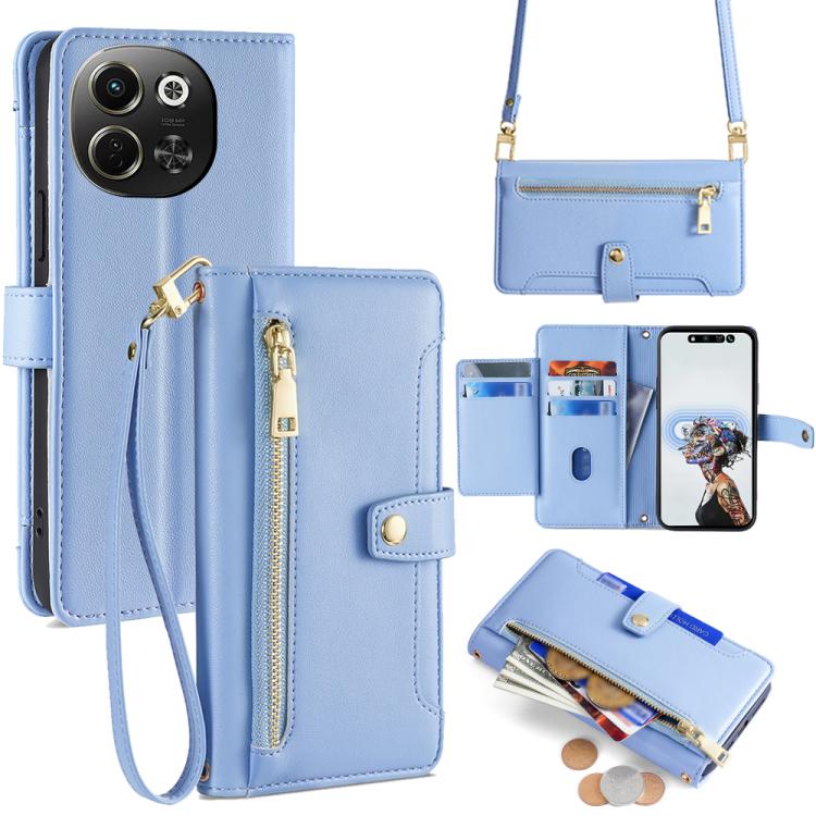 拉鏈錢夾綿羊紋多功能手機皮套 含長肩帶繩+短腕帶繩, For Tecno Spark 30 4G, For Tecno Pova 6 Neo 5G, For Tecno Camon 30 Premier 5G, For Tecno Camon 30 Pro 5G, For Tecno Camon 30, For Tecno Pova 5 Pro, For Tecno Pova Neo 3, For Tecno Camon 20 Premier 5G