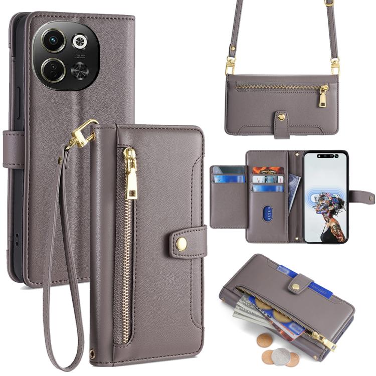 拉鏈錢夾綿羊紋多功能手機皮套 含長肩帶繩+短腕帶繩, For Tecno Spark 30 4G, For Tecno Pova 6 Neo 5G, For Tecno Camon 30 Premier 5G, For Tecno Camon 30 Pro 5G, For Tecno Camon 30, For Tecno Pova 5 Pro, For Tecno Pova Neo 3, For Tecno Camon 20 Premier 5G