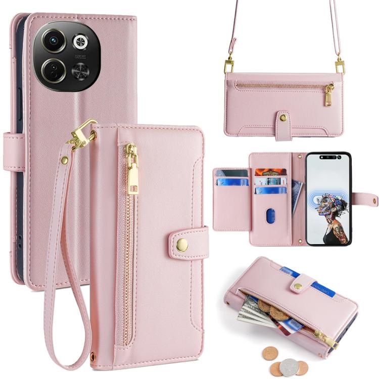 拉鏈錢夾綿羊紋多功能手機皮套 含長肩帶繩+短腕帶繩, For Tecno Spark 30 4G, For Tecno Pova 6 Neo 5G, For Tecno Camon 30 Premier 5G, For Tecno Camon 30 Pro 5G, For Tecno Camon 30, For Tecno Pova 5 Pro, For Tecno Pova Neo 3, For Tecno Camon 20 Premier 5G