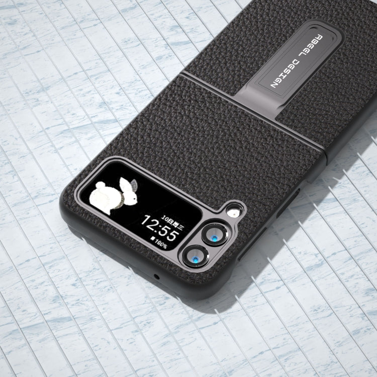 真皮荔枝紋手機保護殼帶支架