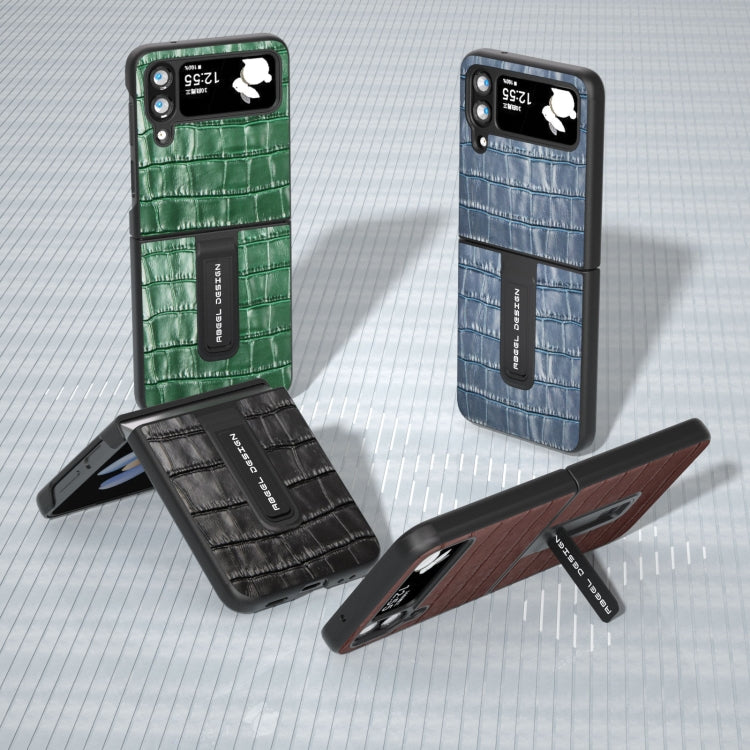 真皮鱷魚紋手機殼帶支架