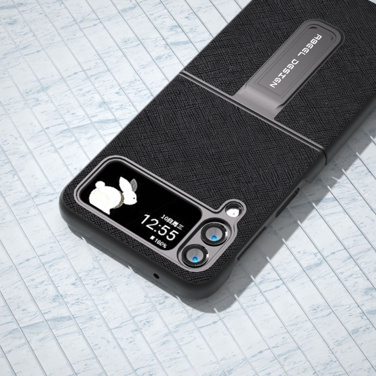 十字紋真皮手機殼帶支架