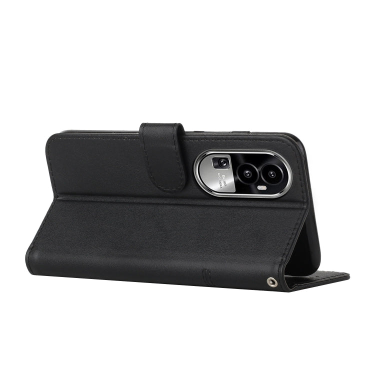 拼接小牛紋搭扣左右開手機皮套