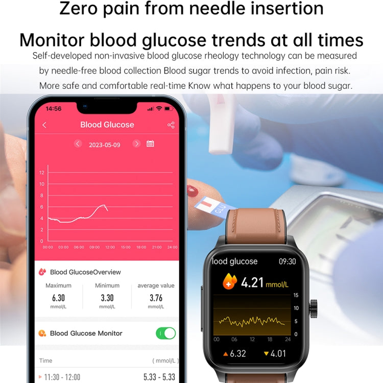 ET540 1.91英寸IP67防水硅膠錶帶智能手錶 支持ECG心電圖 / 無創血糖測量