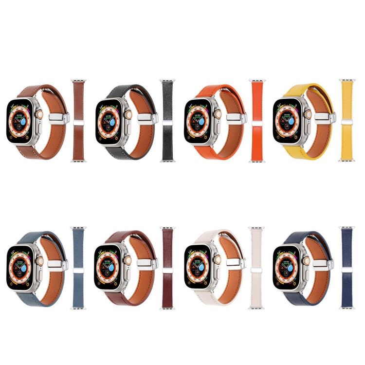 磁吸摺疊銀扣膚感PU車線錶帶