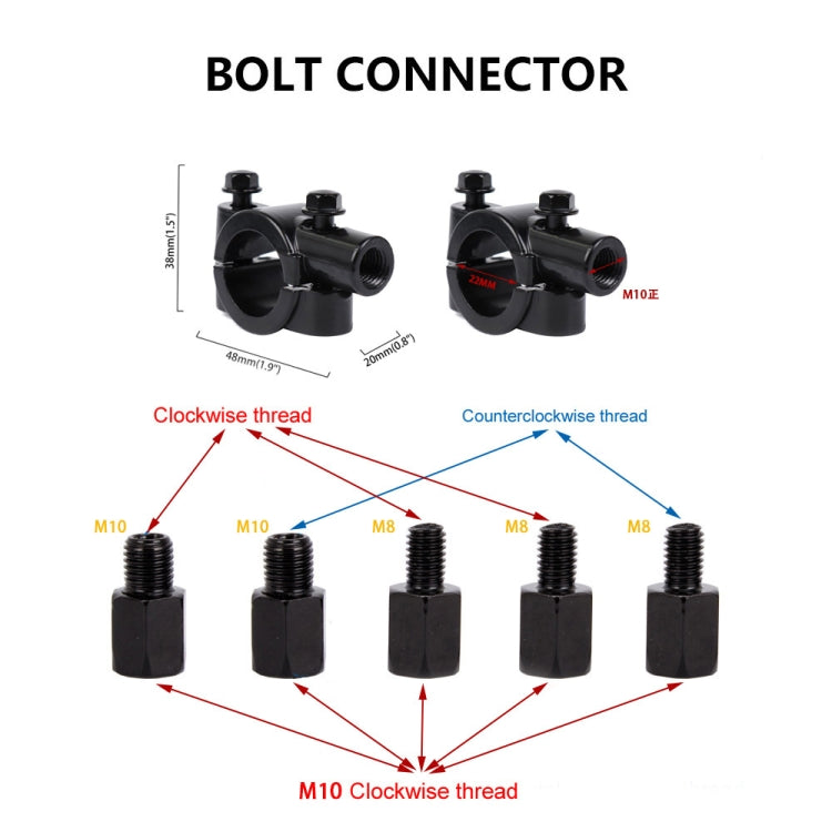 適用於摩托車 / 電動車 / UTV / ATV ZF001-176 通用后視鏡倒車鏡反光鏡