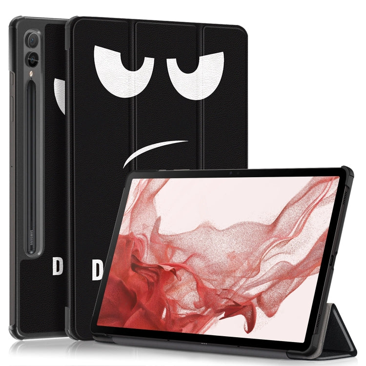 卡斯特紋彩繪三折支架智能休眠平板皮套, For Samsung Galaxy Tab A9 2023, For Samsung Galaxy Tab S9+