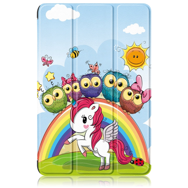 卡斯特紋彩繪三折支架智能休眠平板皮套