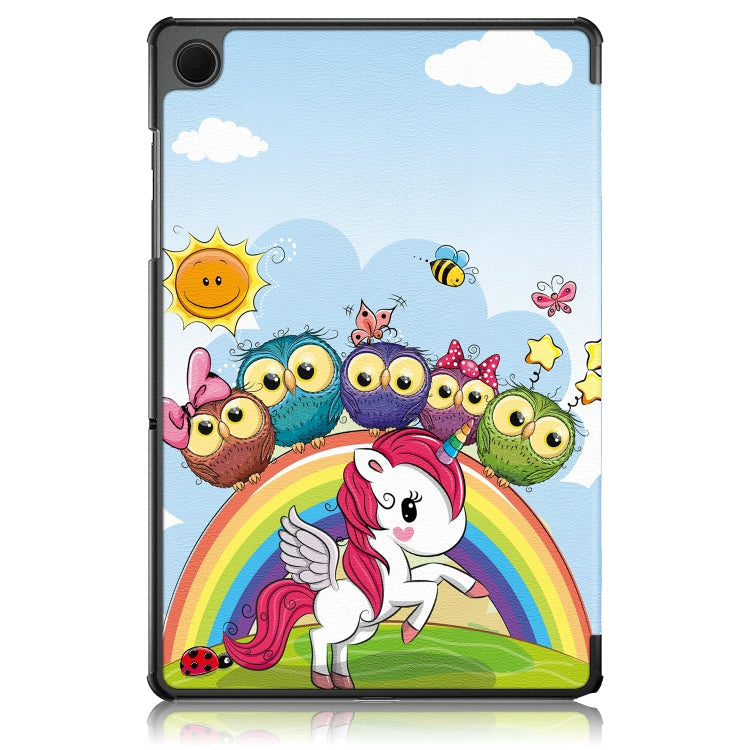 卡斯特紋彩繪三折支架智能休眠平板皮套