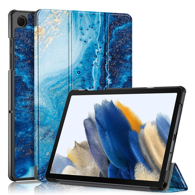 卡斯特紋彩繪三折支架智能休眠平板皮套, For Samsung Galaxy Tab A9 2023, For Samsung Galaxy Tab S9+