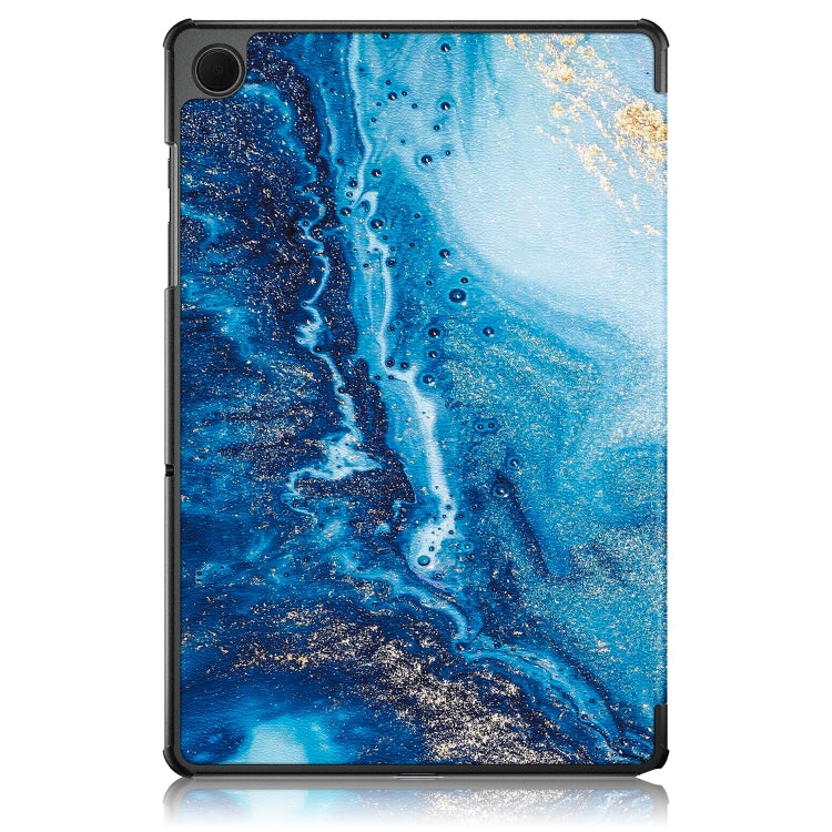 卡斯特紋彩繪三折支架智能休眠平板皮套, For Samsung Galaxy Tab A9 2023, For Samsung Galaxy Tab S9+