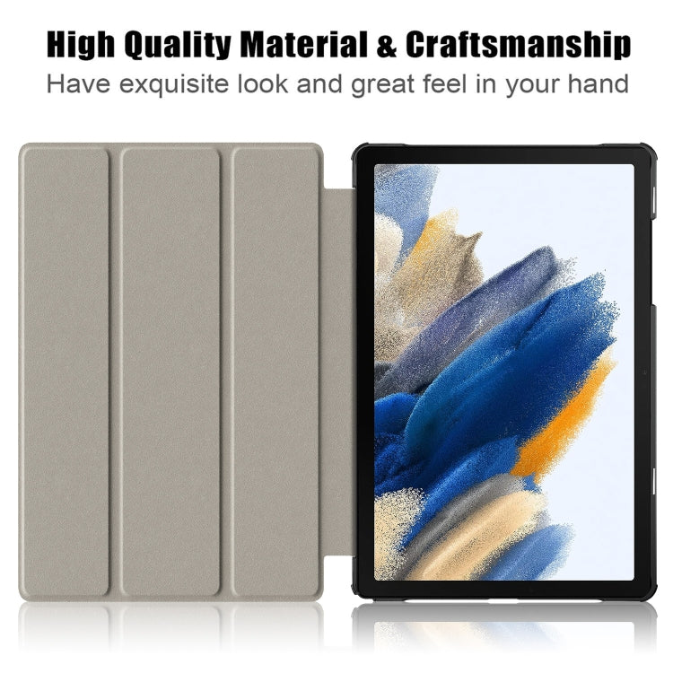 卡斯特紋彩繪三折支架智能休眠平板皮套, For Samsung Galaxy Tab A9 2023, For Samsung Galaxy Tab S9+