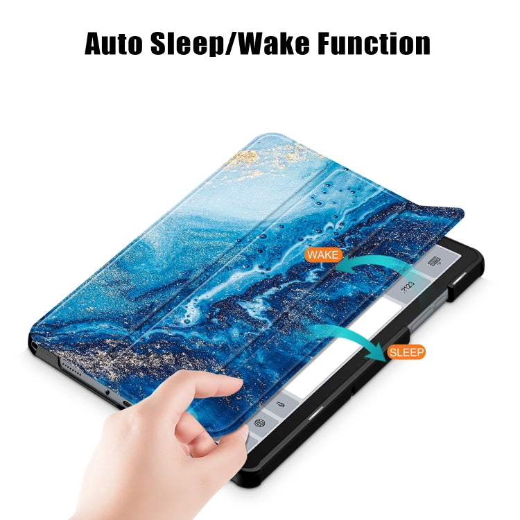 卡斯特紋彩繪三折支架智能休眠平板皮套, For Samsung Galaxy Tab A9 2023, For Samsung Galaxy Tab S9+