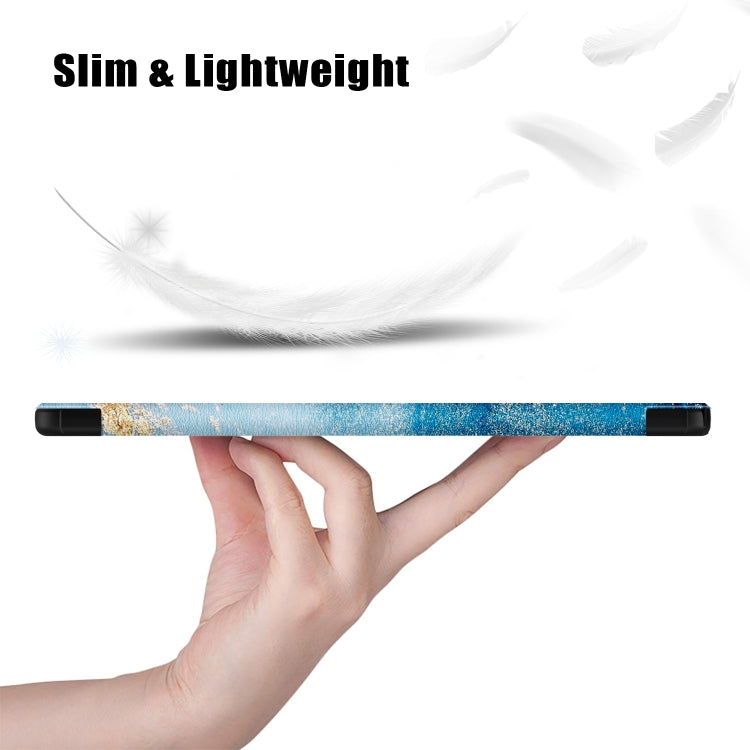 卡斯特紋彩繪三折支架智能休眠平板皮套, For Samsung Galaxy Tab A9 2023, For Samsung Galaxy Tab S9+