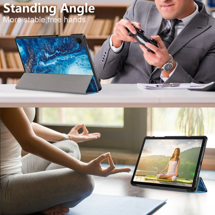 卡斯特紋彩繪三折支架智能休眠平板皮套, For Samsung Galaxy Tab A9 2023, For Samsung Galaxy Tab S9+