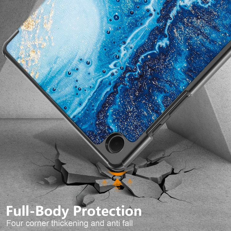 卡斯特紋彩繪三折支架智能休眠平板皮套, For Samsung Galaxy Tab A9 2023, For Samsung Galaxy Tab S9+