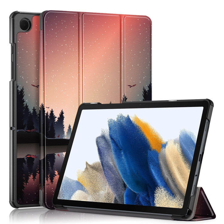卡斯特紋彩繪三折支架智能休眠平板皮套, For Samsung Galaxy Tab A9 2023, For Samsung Galaxy Tab S9+