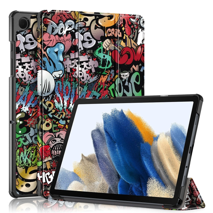 卡斯特紋彩繪三折支架智能休眠平板皮套, For Samsung Galaxy Tab A9 2023, For Samsung Galaxy Tab S9+
