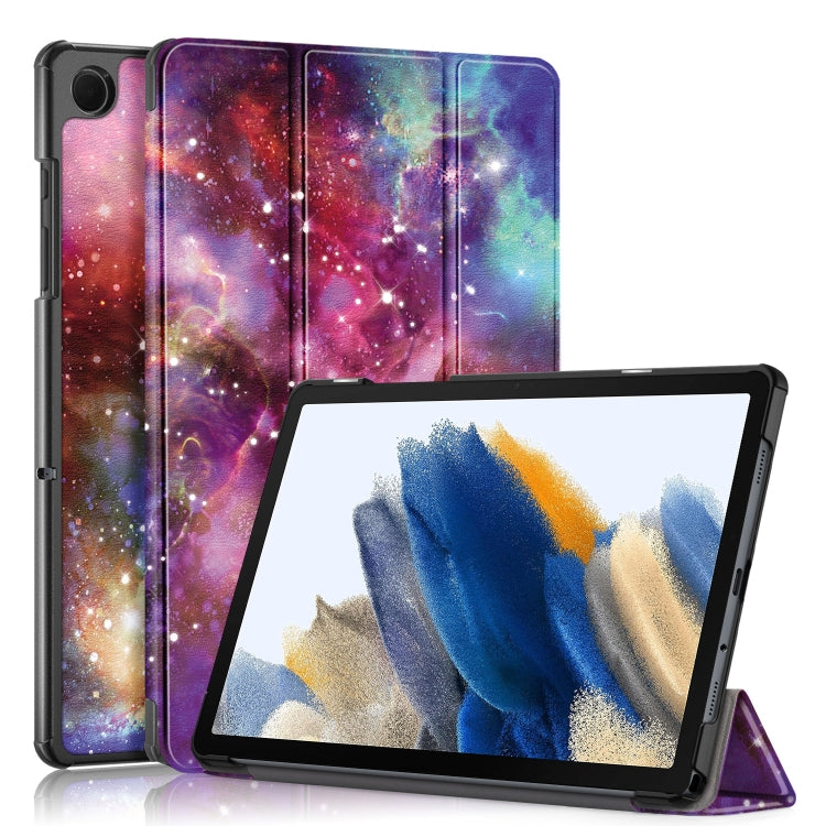 卡斯特紋彩繪三折支架智能休眠平板皮套, For Samsung Galaxy Tab A9 2023, For Samsung Galaxy Tab S9+