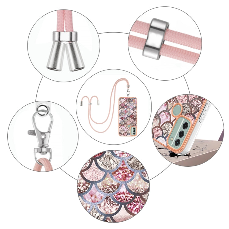 邊框A款IMD圖案TPU手機殼 帶掛繩