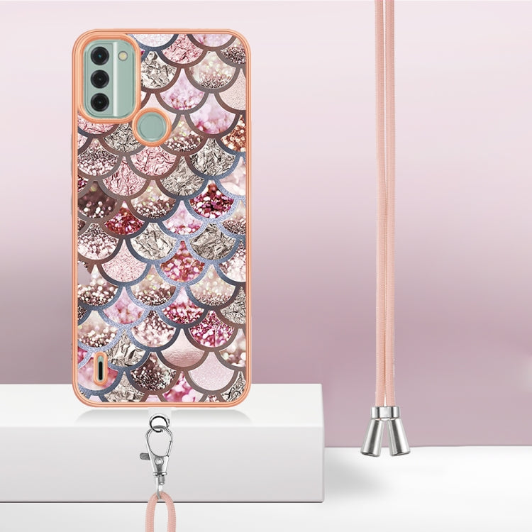 邊框A款IMD圖案TPU手機殼 帶掛繩