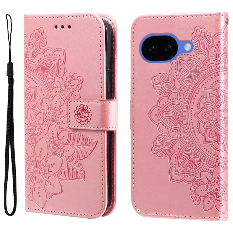 壓紋七瓣花手機皮套, For Google Pixel 10a, For Google Pixel 9a, For Google Pixel 9 Pro, For Google Pixel 9, For Google Pixel 8a, For Google Pixel 8 Pro, For Google Pixel 8, For Google Pixel 7a, For Google Pixel 7 Pro