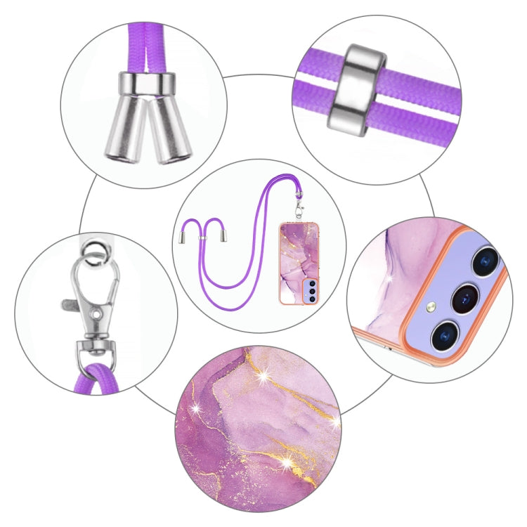 IMD電鍍大理石邊框B款TPU手機殼帶掛繩, For Samsung Galaxy A15 5G, For Samsung Galaxy A55, For Samsung Galaxy A35, For Samsung Galaxy S24 Ultra 5G, For Samsung Galaxy S24+ 5G, For Samsung Galaxy S24 5G, For Samsung Galaxy A05, For Samsung Galaxy A05s