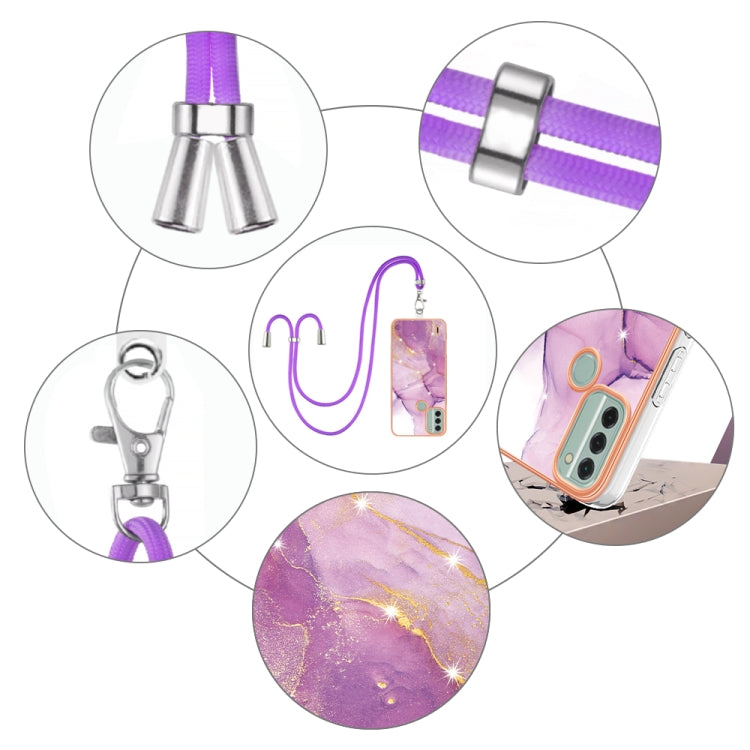 IMD電鍍大理石邊框B款TPU手機殼帶掛繩