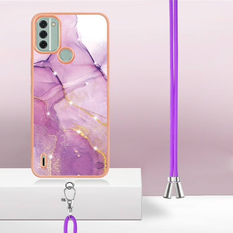 IMD電鍍大理石邊框B款TPU手機殼帶掛繩