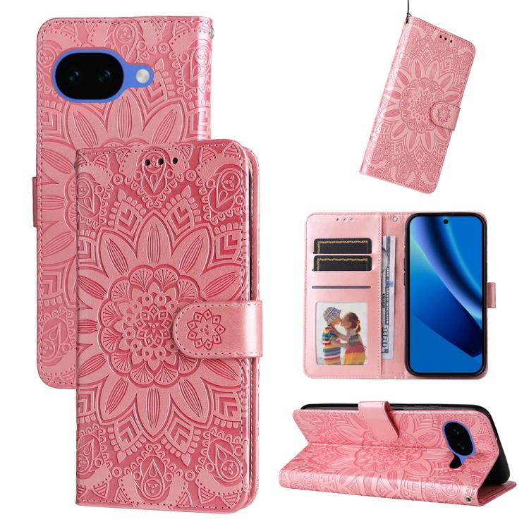 壓花向陽花手機皮套, For Google Pixel 10a, For Google Pixel 9a, For Google Pixel 9 Pro, For Google Pixel 9, For Google Pixel 8a, For Google Pixel 8 Pro, For Google Pixel 8, For Google Pixel 7a, For Google Pixel 7 Pro