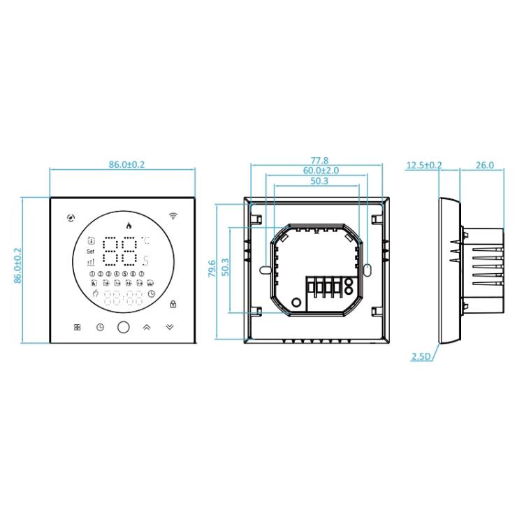 BHT-008GBL 240V AC 16A 智能家居電採暖LED溫控器 不帶WiFi