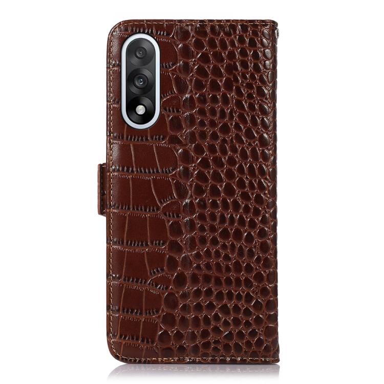 側吸頭層牛皮雙色鱷魚紋手機皮套