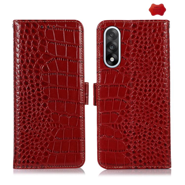 側吸頭層牛皮雙色鱷魚紋手機皮套