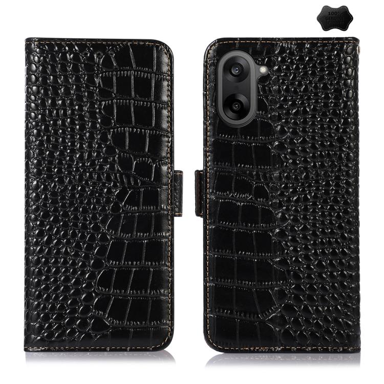 側吸頭層牛皮雙色鱷魚紋手機皮套