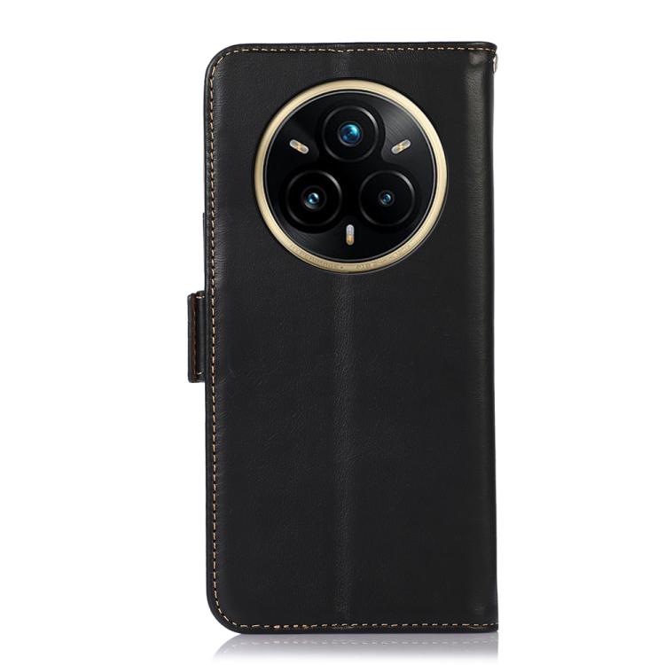 側吸頭層牛皮瘋馬紋RFID防盜刷手機皮套