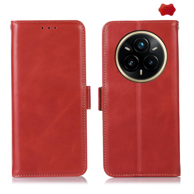 側吸頭層牛皮瘋馬紋RFID防盜刷手機皮套