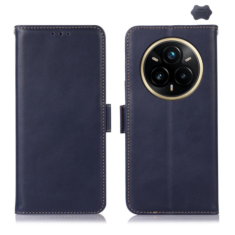 側吸頭層牛皮瘋馬紋RFID防盜刷手機皮套