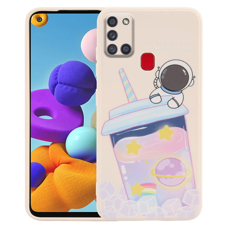 奶茶宇航員圖案液態硅膠手機殼