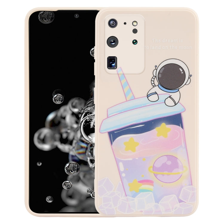 奶茶宇航員圖案液態硅膠手機殼